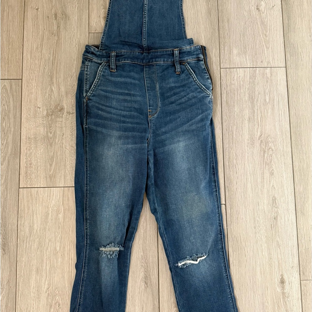 Madewell Blue Denim Overalls with Distressed Details